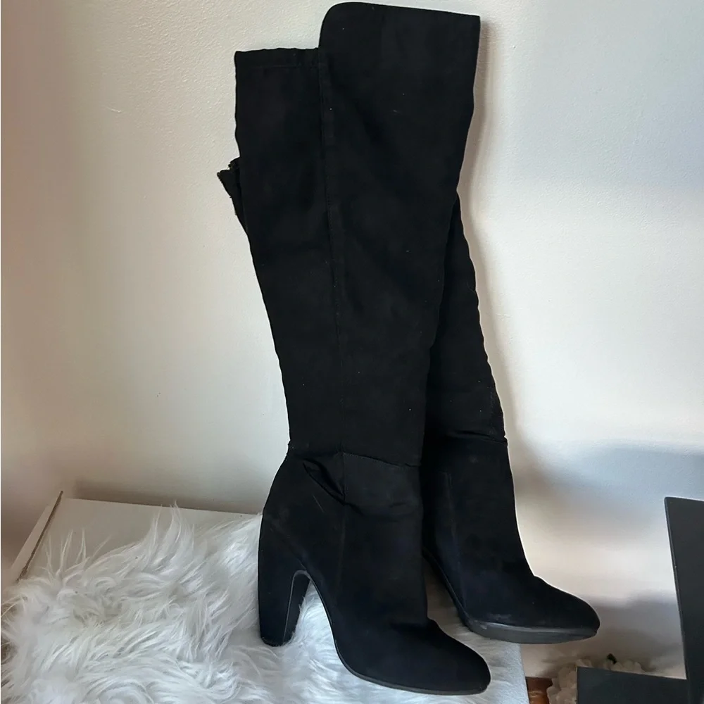 Candies Women's Black Suede high Boots 7